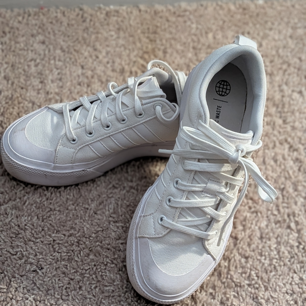 adidas White Canvas Sneakers